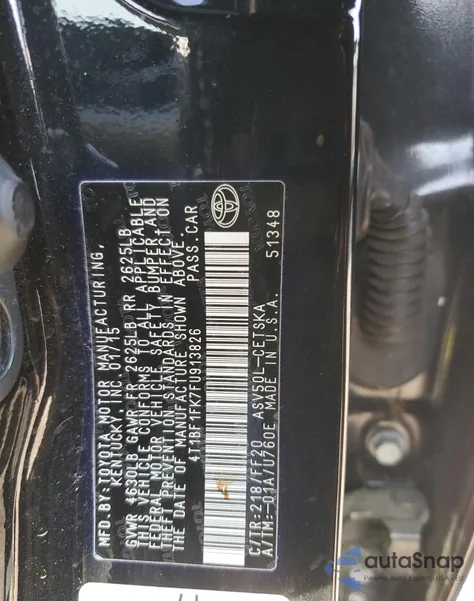 2015 Toyota Camry Le z USA, uszkodzony, nr VIN 4T1BF1FK7FU913826